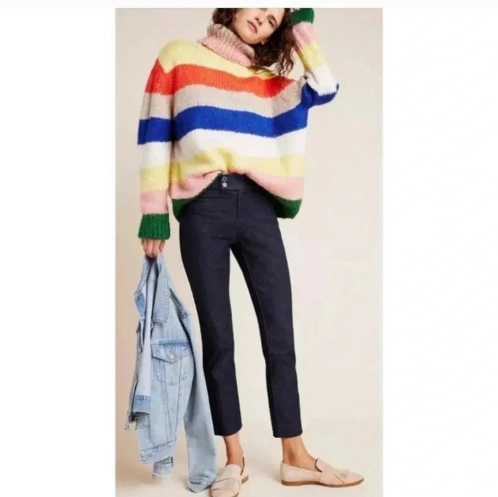 Anthropologie The Essential SLIM Fit Side Ankle Slits Denim Trouser(4)